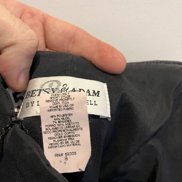 Betsy Adam Black Mini Dress Bubble Skirt 8 Women LBD Cocktail Formal Semi Ruched - Picture 11 of 14